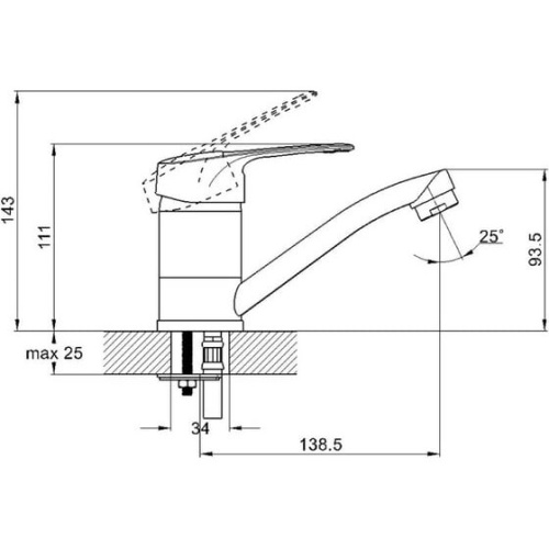 Смеситель для кухни G-lauf 4P4-B043 с плоским поворот изливом 360°