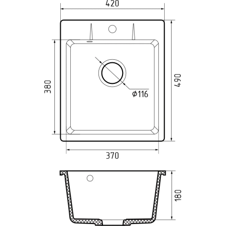 Кухонная мойка GRANFEST Urban 242 dark gray