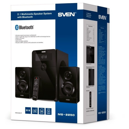 Колонки Sven MS-2250 2.1 черный 80Вт