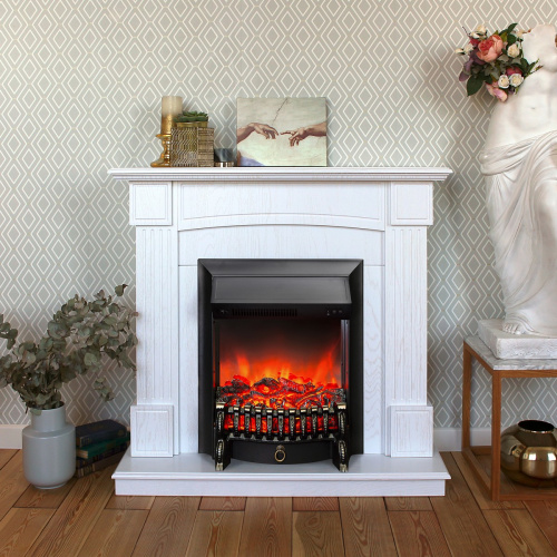 Электрокамин RealFlame Andrea WT фактурный белый с очагом Fobos Lux Black