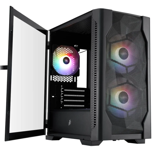 Корпус 1STPLAYER DK D4-M FRGB Black (D4-M-BK-2F1P-1F1) / mATX / 2x140mm 1x120mm FRGB fans